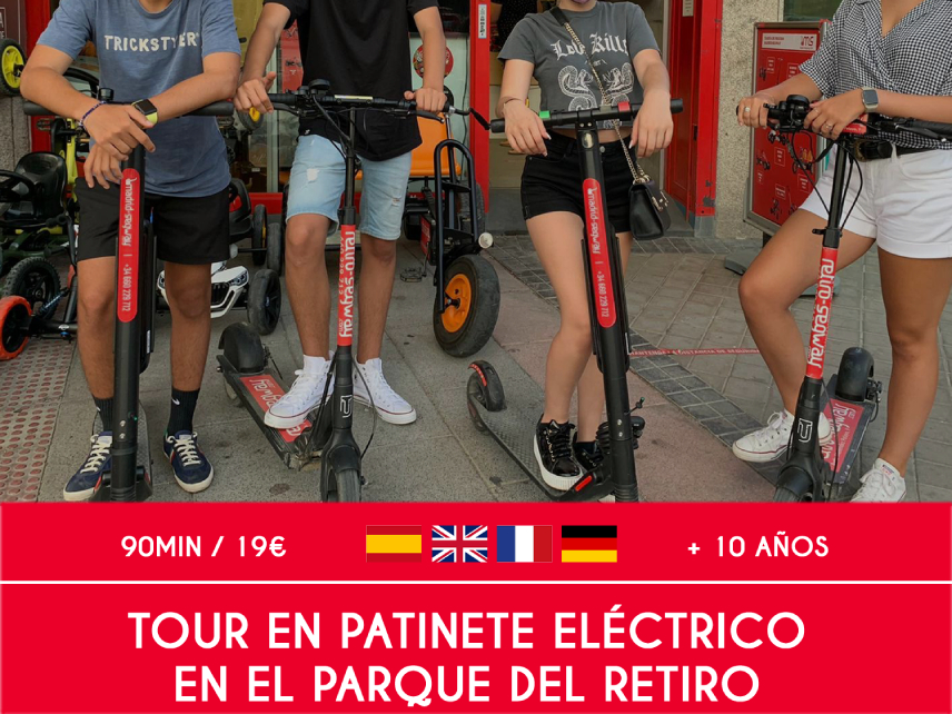 Actividad tour en patinete electrico en el parque del retiro